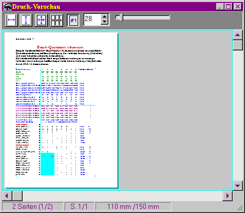 Druckvorschau in TABULA 5.0